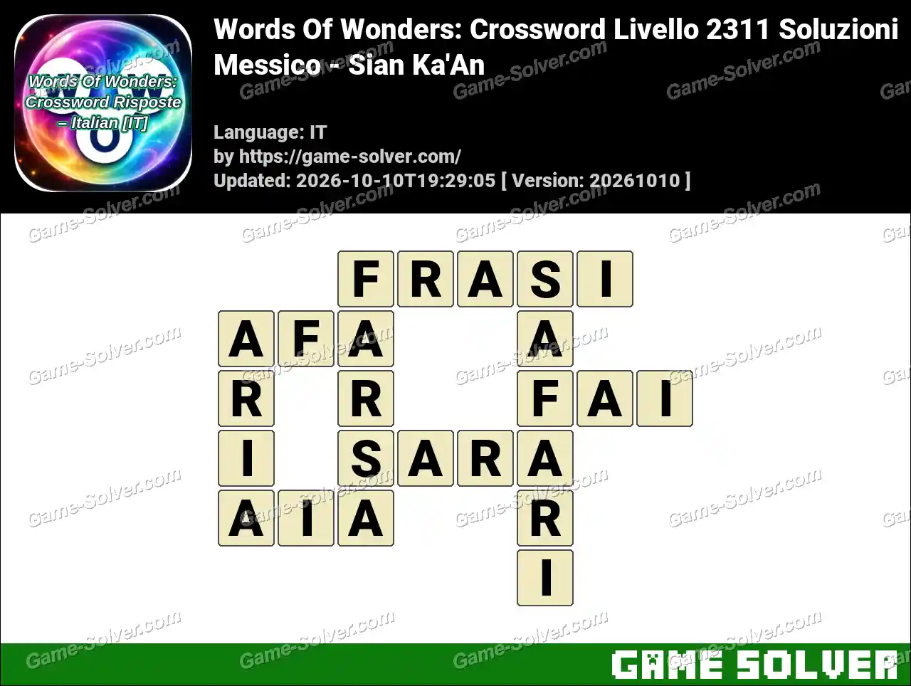 Words Of Wonders: Crossword Livello 2311 Soluzioni – Messico – Sian Ka’An